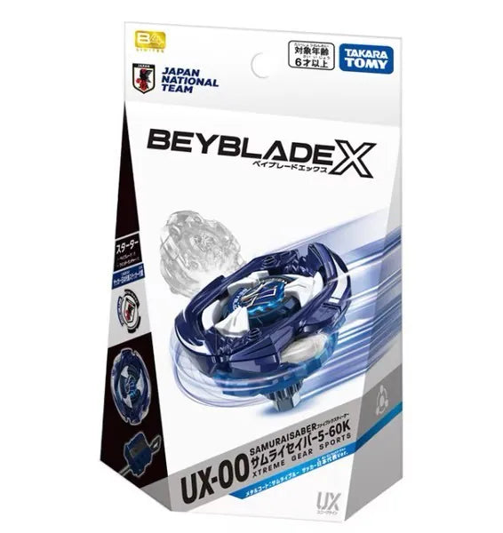 <日本正版>BEYBLADE X 戰鬥陀螺 UX-00 武士軍刀5-60K 金屬塗裝 武士藍 日本足球代表隊Ver.